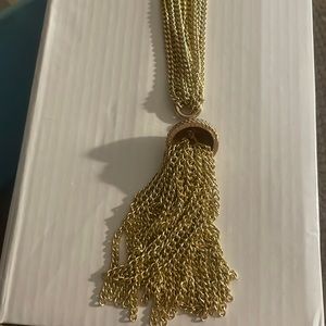 Vintage multi strand goldtone tassel necklace